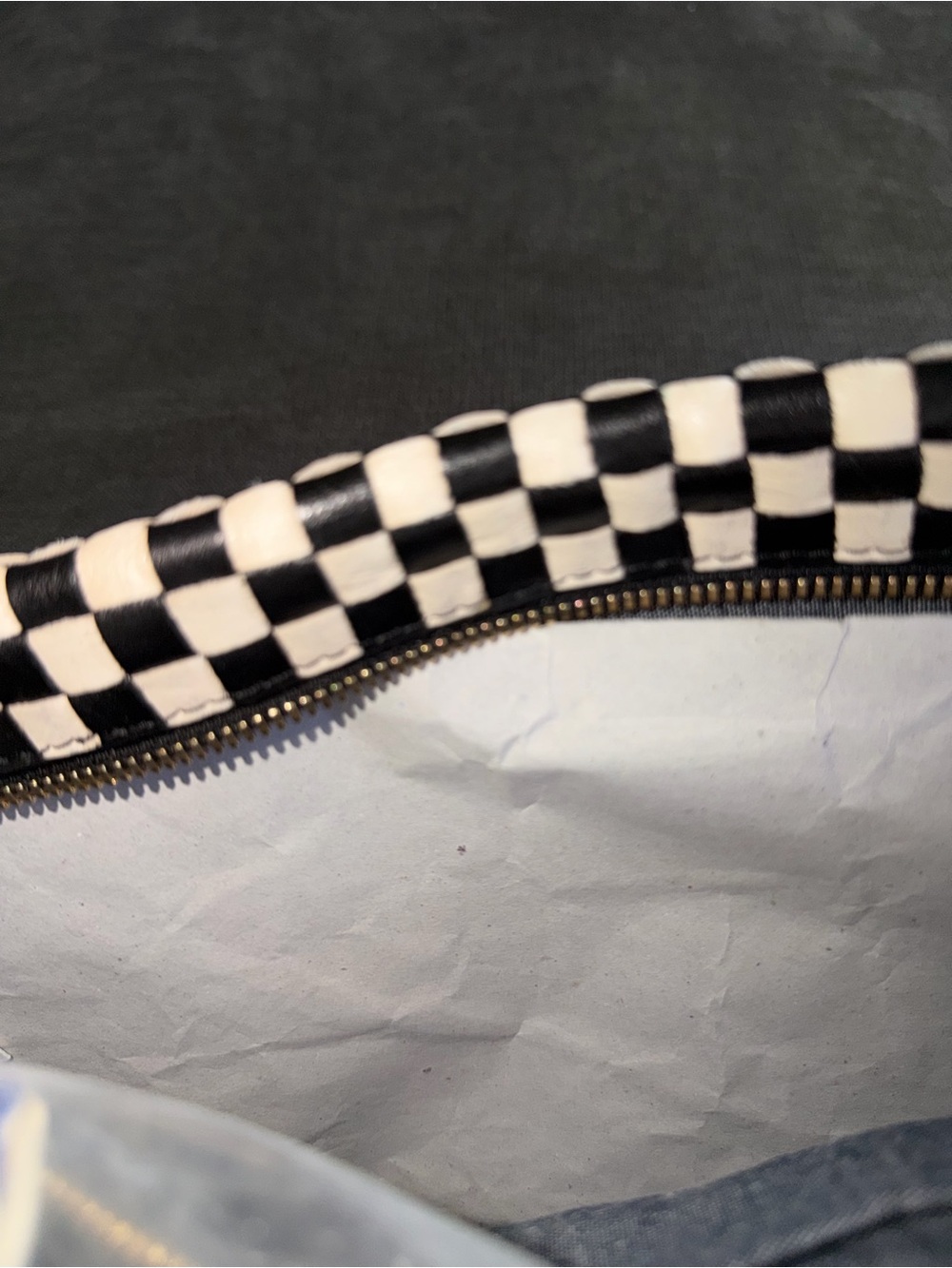Clare V. Grande Woven Leather Belt Bag in Black And Cream Checker NWT - Picture 5 of 7